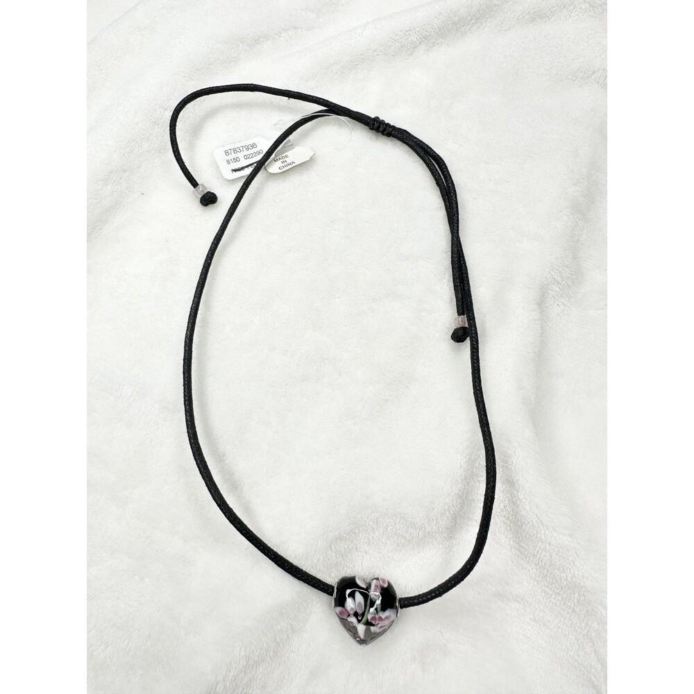 NEW Free People Sinatra Choker in Black Pink Bohemian Glass Pendant Necklace
